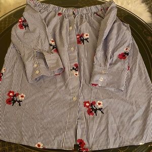 Pinstripe button down top